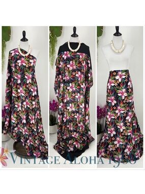 Black/Rainbow Hibiscus Plumeria Palm SARONG Pareo Beach Wrap Skirt Summer Scarf